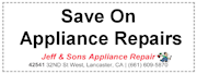 coupon for appliance repairs